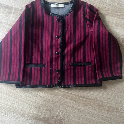 Veste rayée Bordeaux & Noir - CIKOBY - 18/24 mois